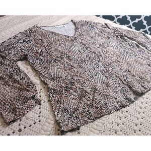 Susan Graver Top Womens 2X Plus Brown‎ Snake Print Liquid Knit Long Sleeve Artsy